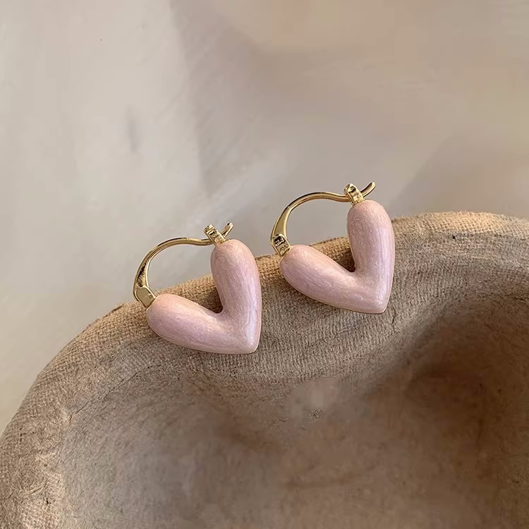Drop glaze love earrings Small delicate studs