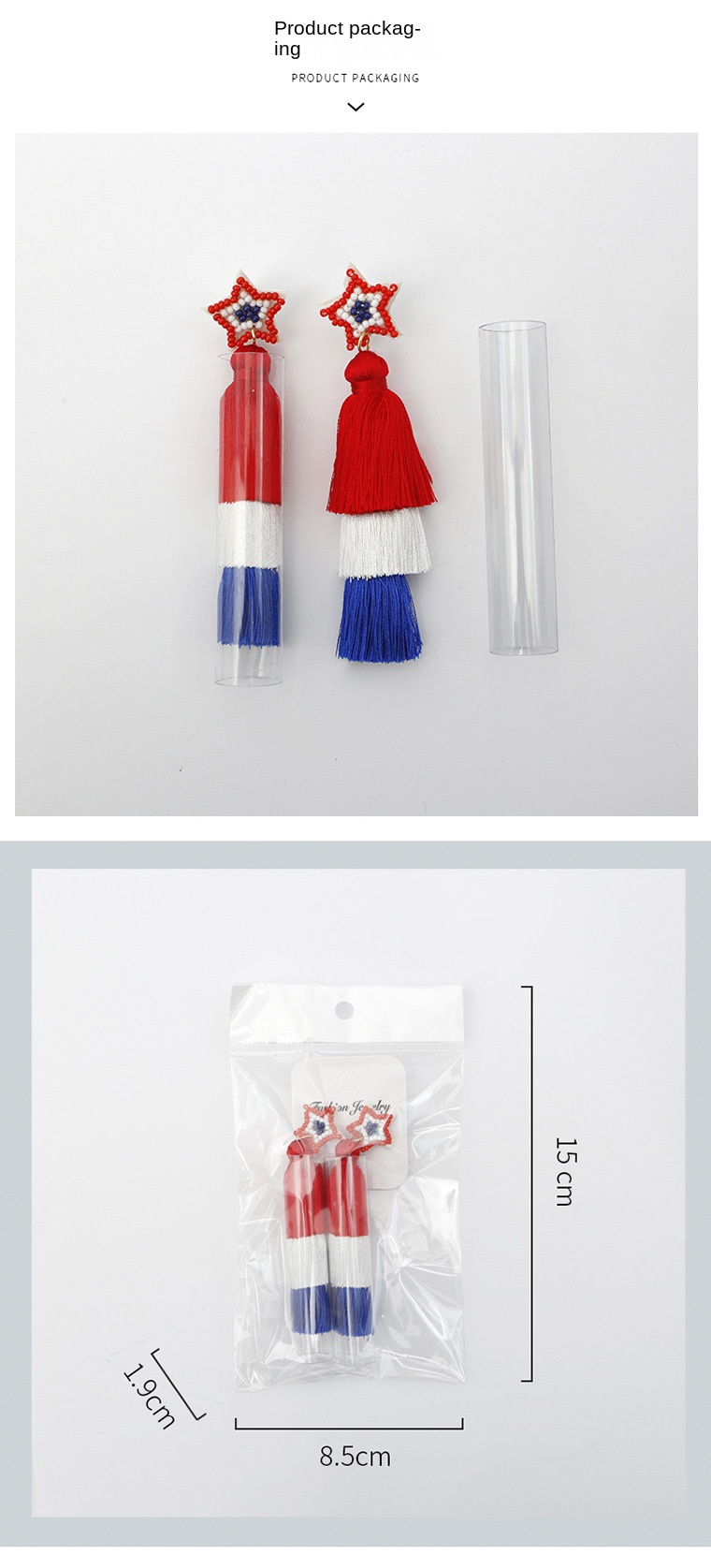 Ethnic style American Independence Day earrings hand-woven finished