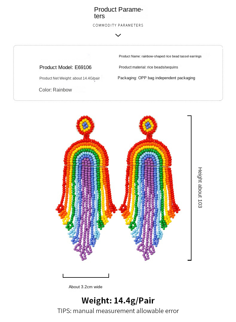 Ethnic style American Independence Day earrings hand-woven finished