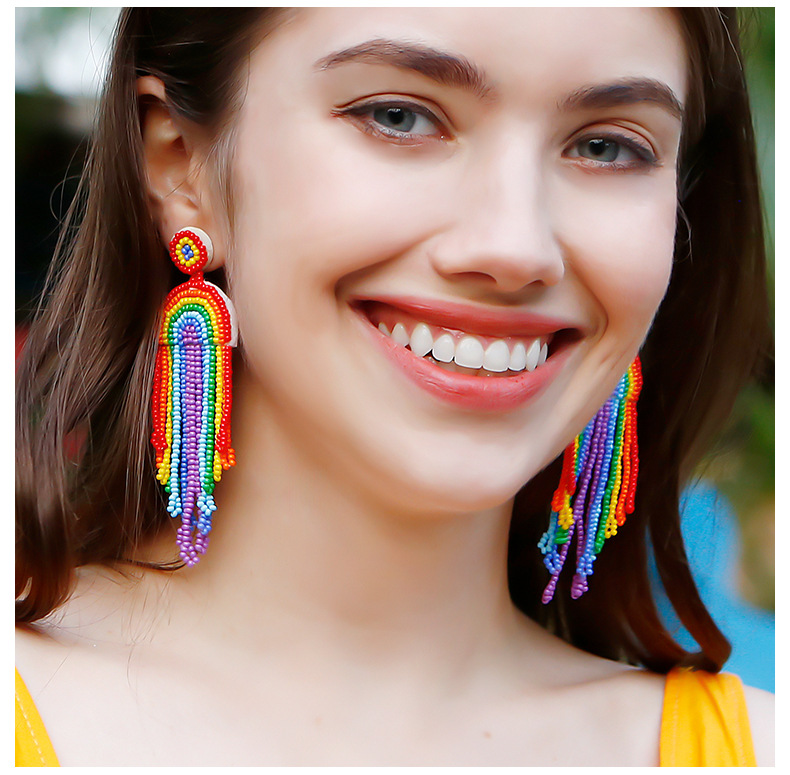 Ethnic style American Independence Day earrings hand-woven finished