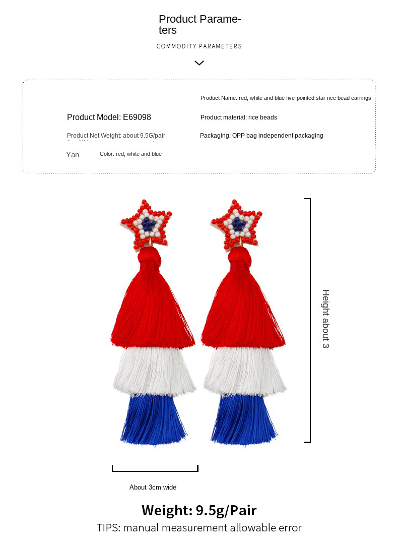 Ethnic style American Independence Day earrings hand-woven finished