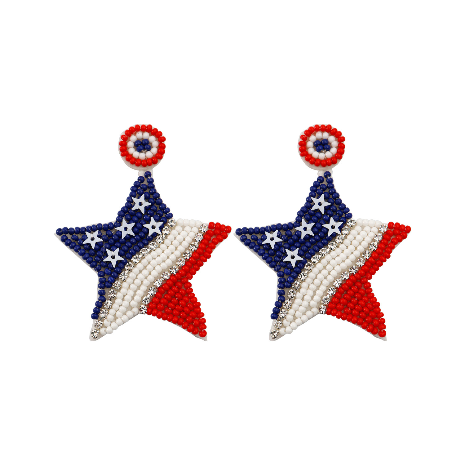 Ethnic style American Independence Day earrings hand-woven finished