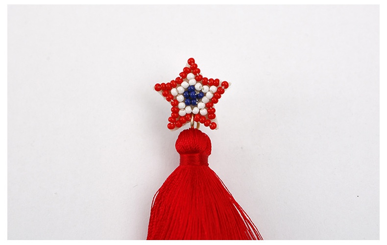 Ethnic style American Independence Day earrings hand-woven finished