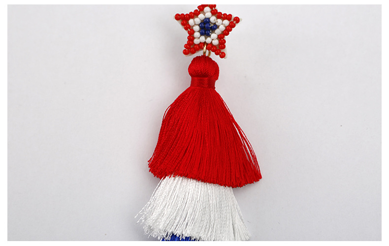 Ethnic style American Independence Day earrings hand-woven finished