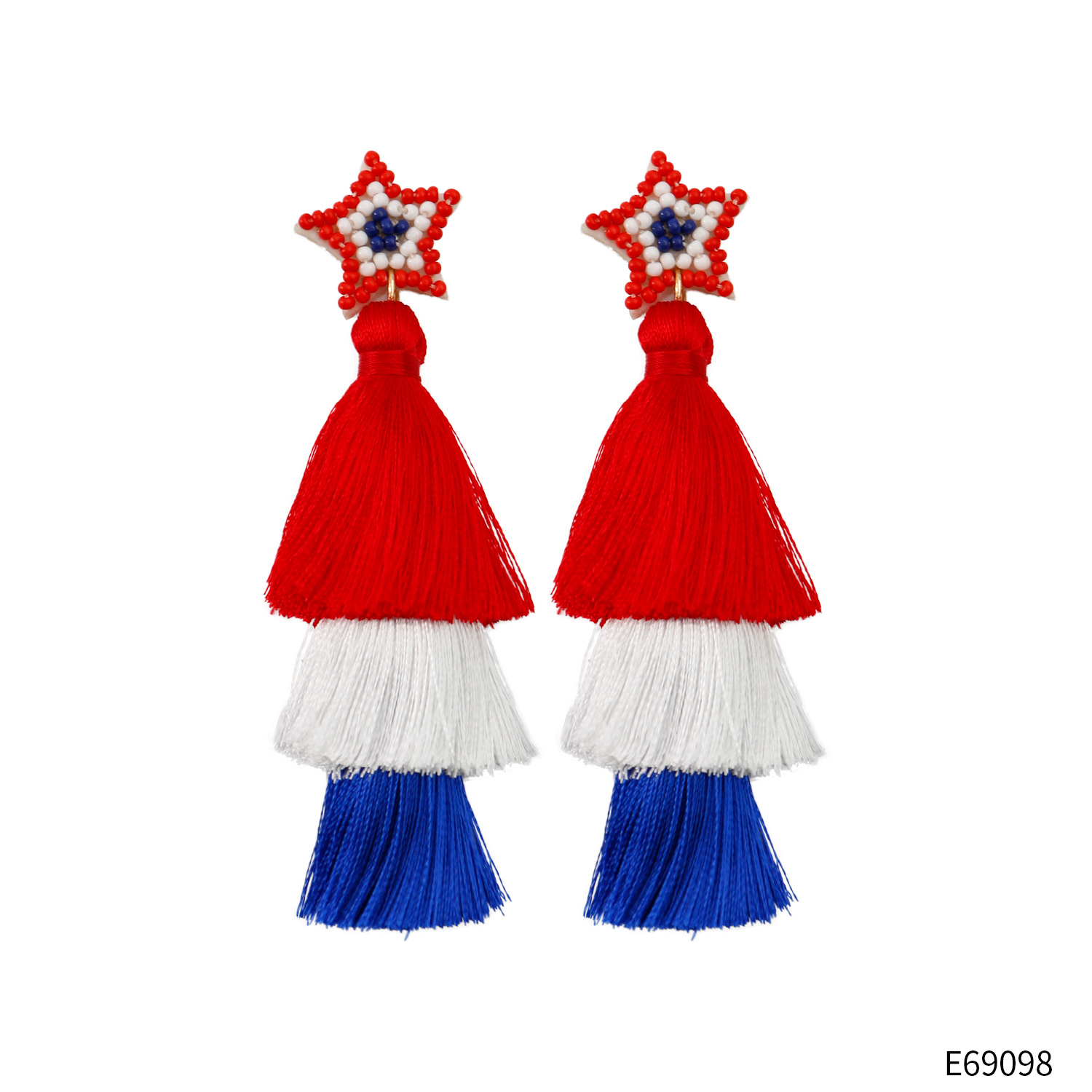 Ethnic style American Independence Day earrings hand-woven finished