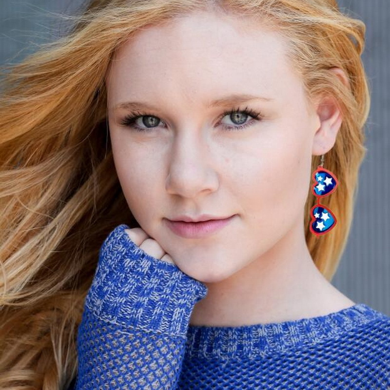 Five-pointed star heart glasses cowboy hat earrings