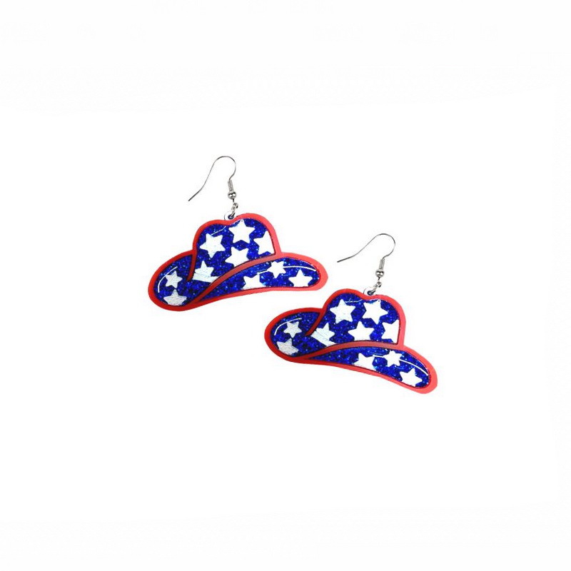 Five-pointed star heart glasses cowboy hat earrings