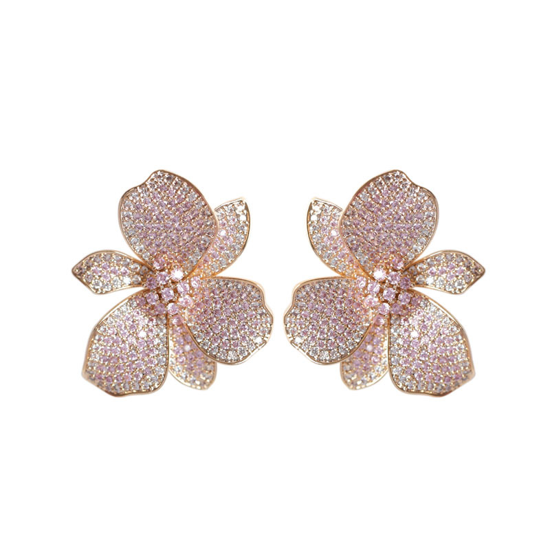 Flower earrings S925 Silver needle full of diamond studs