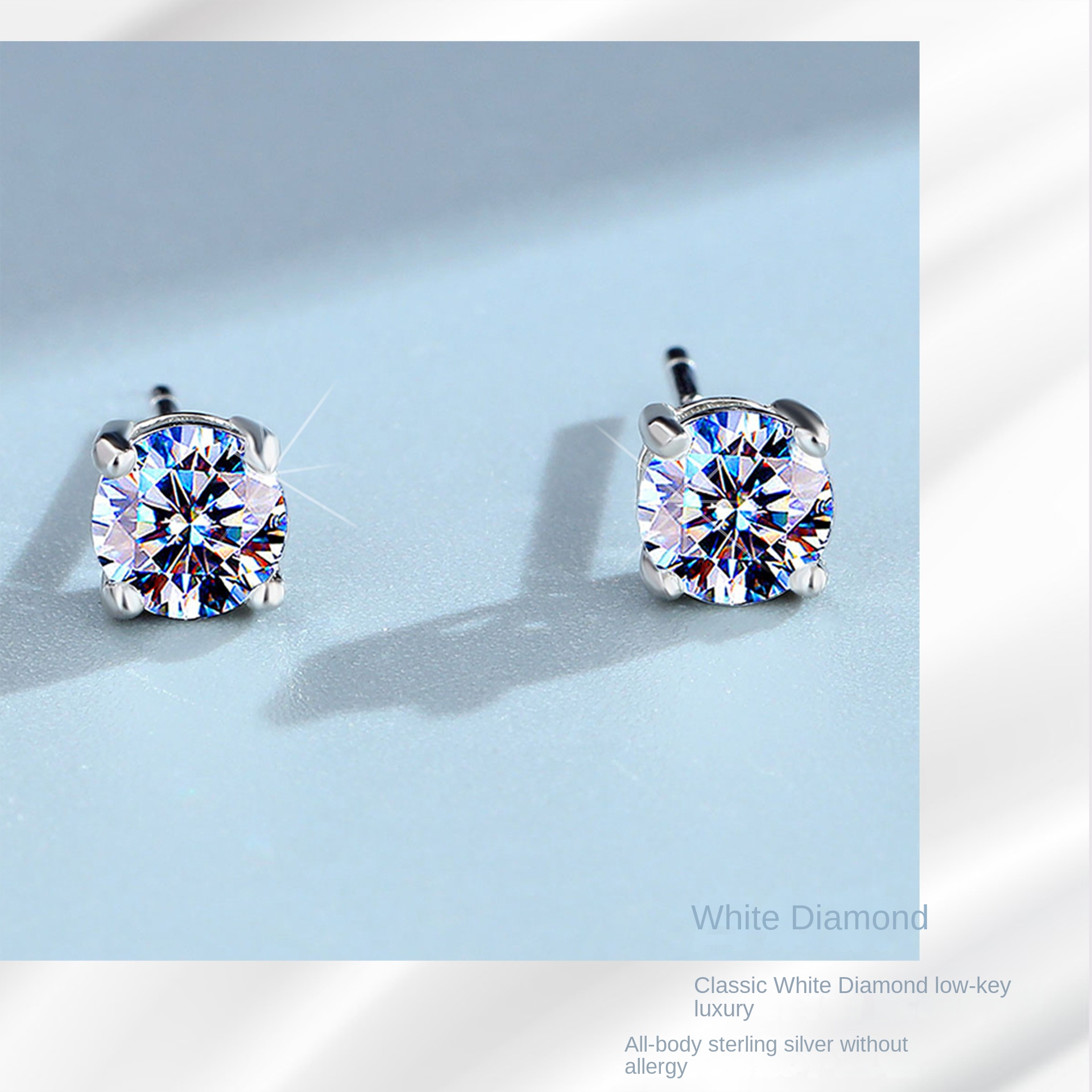 Four jaw Mossan stud earrings