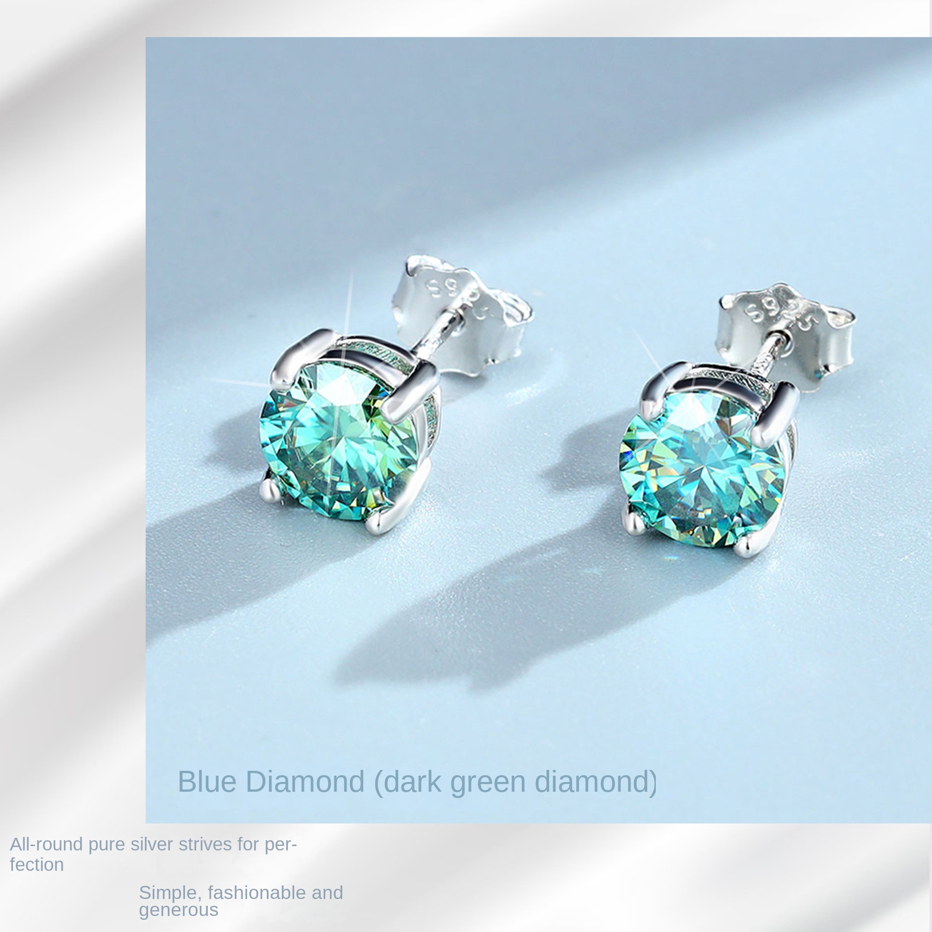 Four jaw Mossan stud earrings