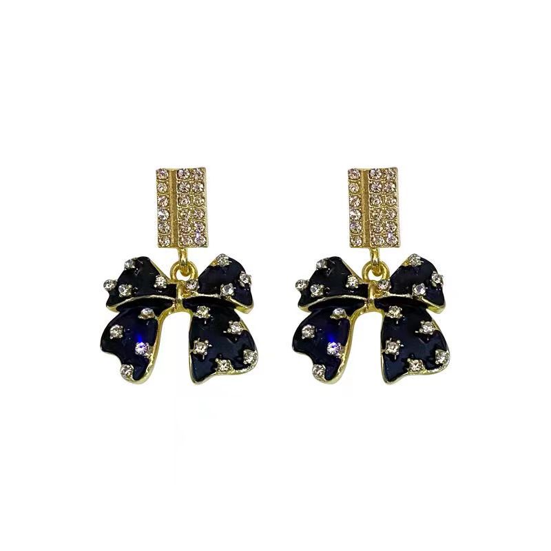 French black bow earrings