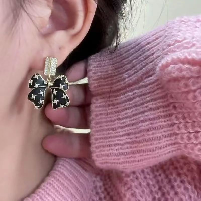 French black bow earrings