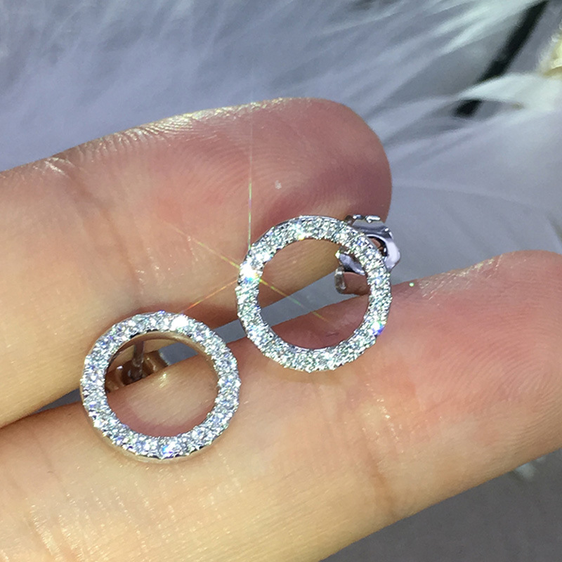 Hollow circle zircon earrings