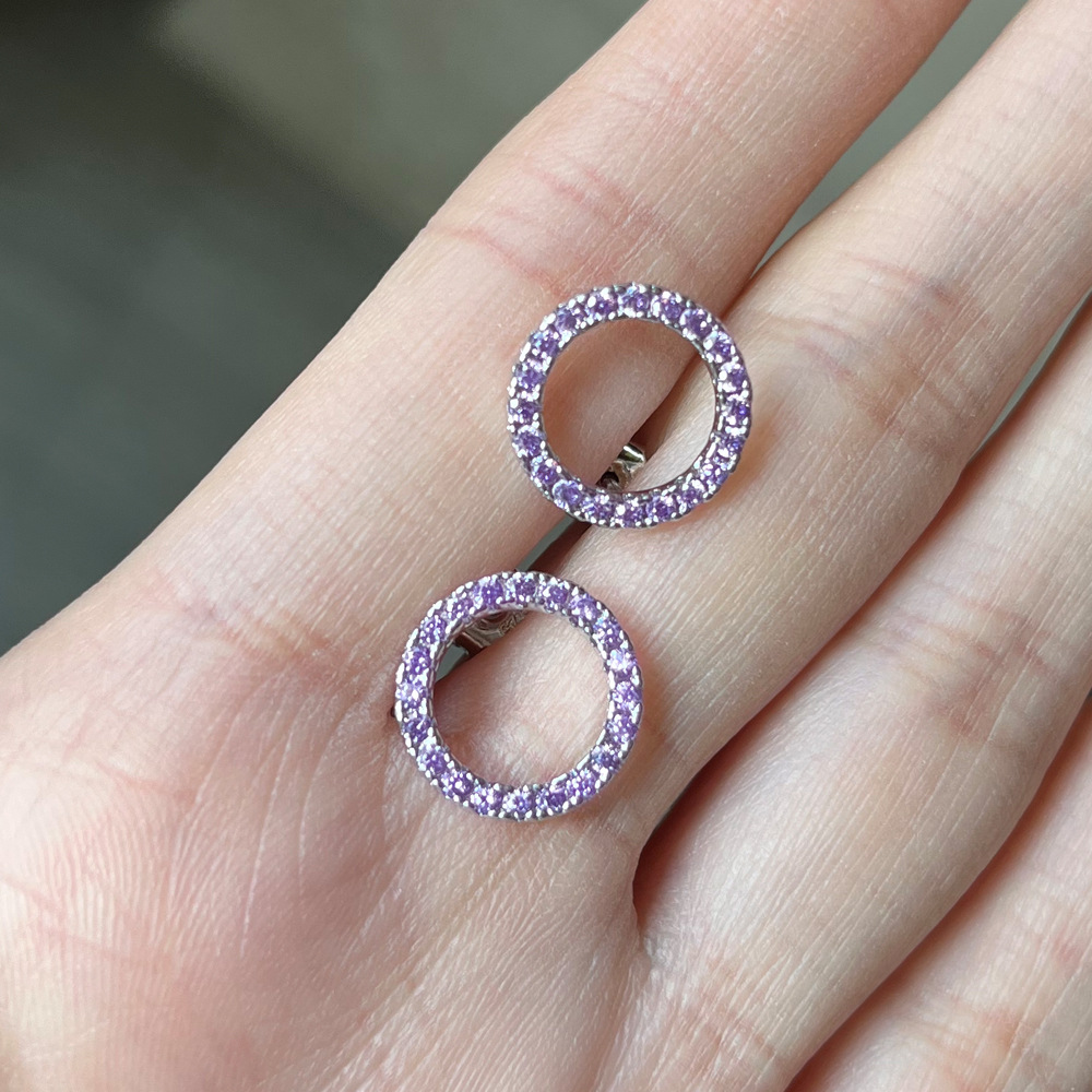 Hollow circle zircon earrings