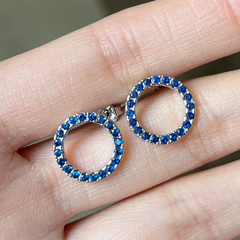 Hollow circle zircon earrings