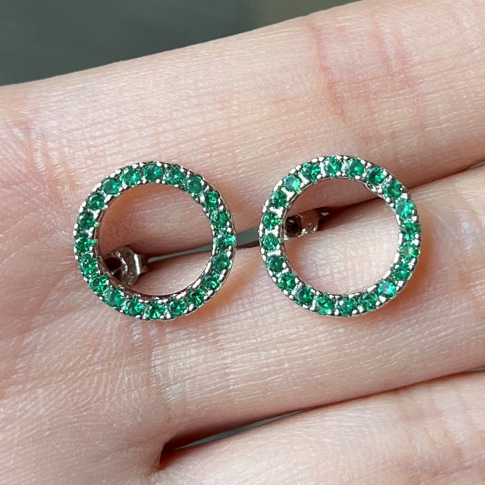 Hollow circle zircon earrings
