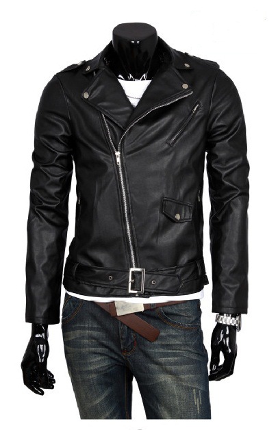 Korean motorcycle slim leather jacket for men leather jacket