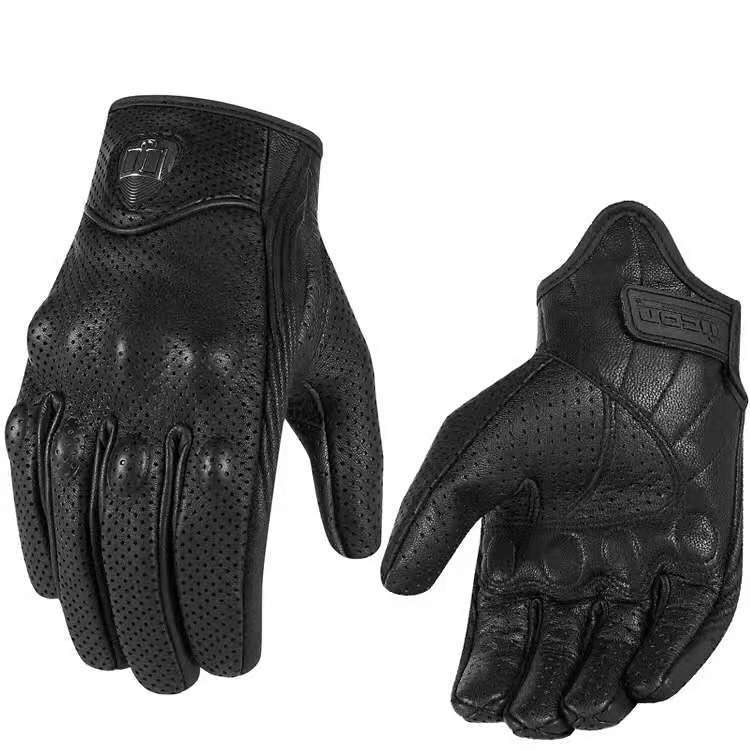 Leather cycling gloves non-slip breathable warm touch screen
