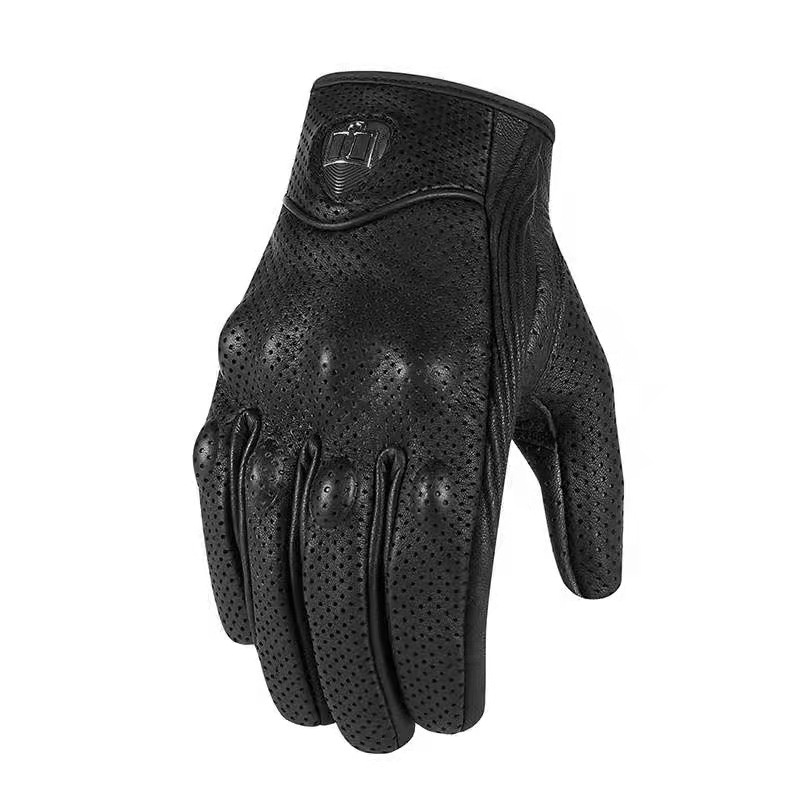 Leather cycling gloves non-slip breathable warm touch screen