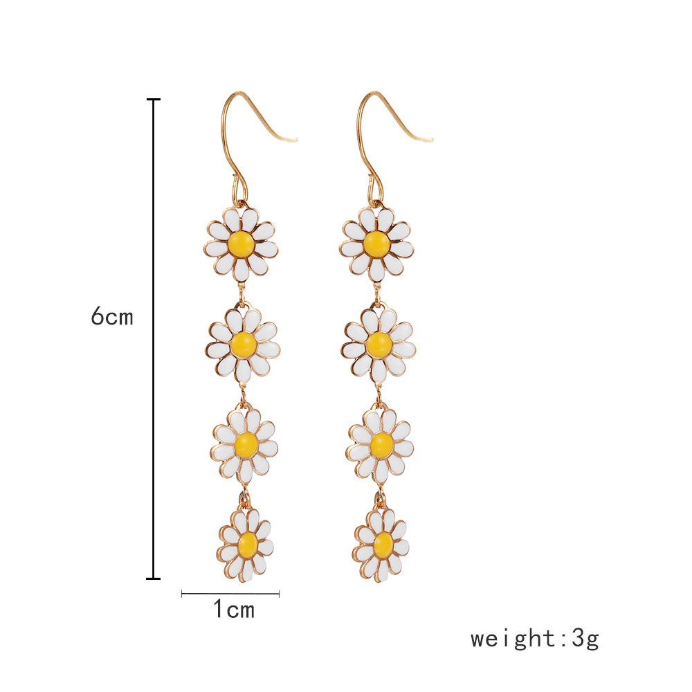 Little fresh Daisy drop oil colored earrings