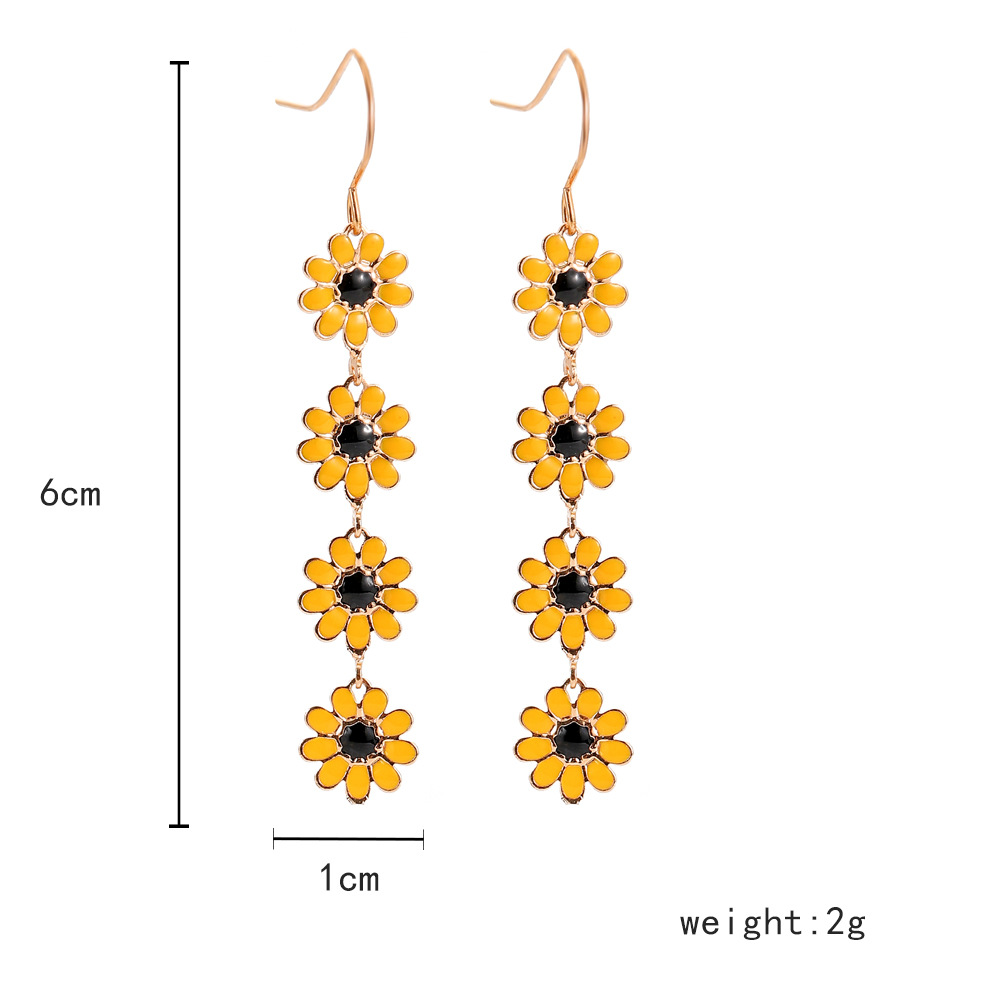 Little fresh Daisy drop oil colored earrings