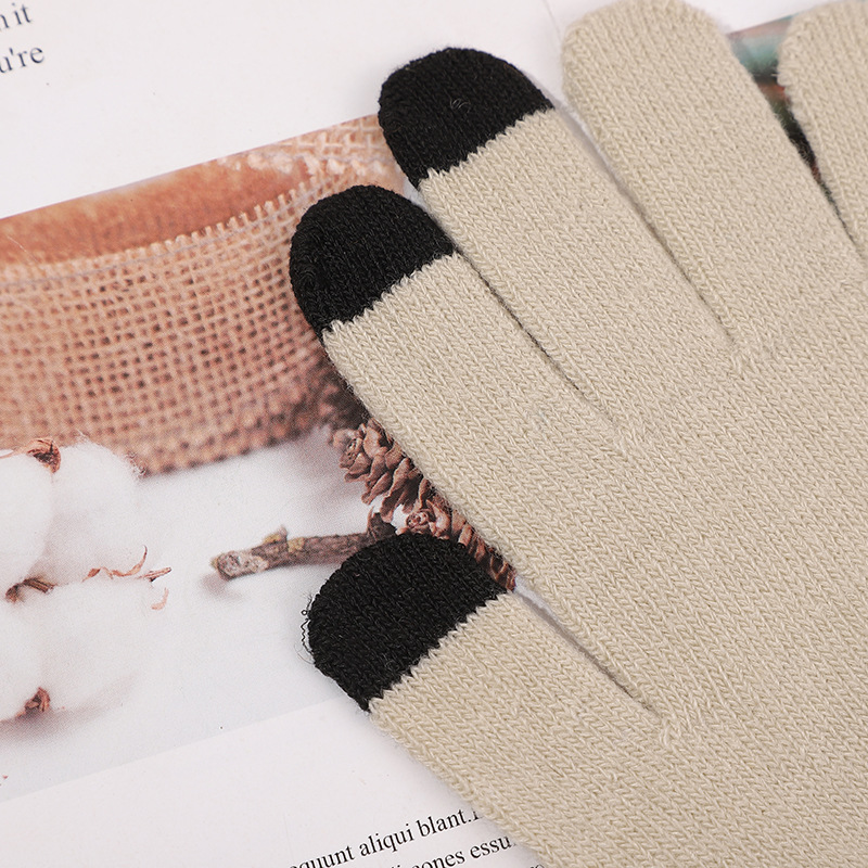 Men’s and women’s mixed knitted wool touch screensaver warm gloves