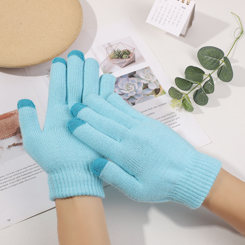 Men’s and women’s mixed knitted wool touch screensaver warm gloves