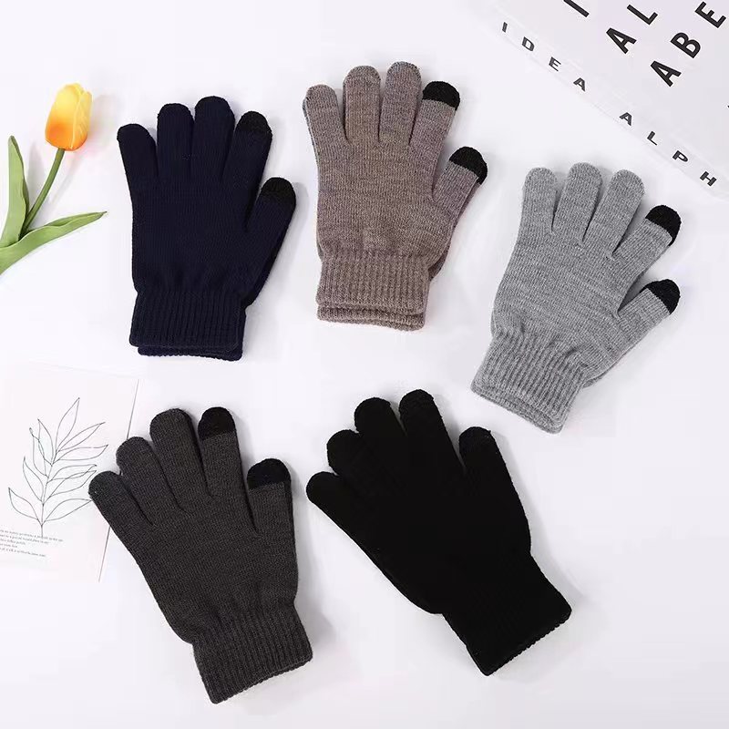 Men’s and women’s mixed knitted wool touch screensaver warm gloves