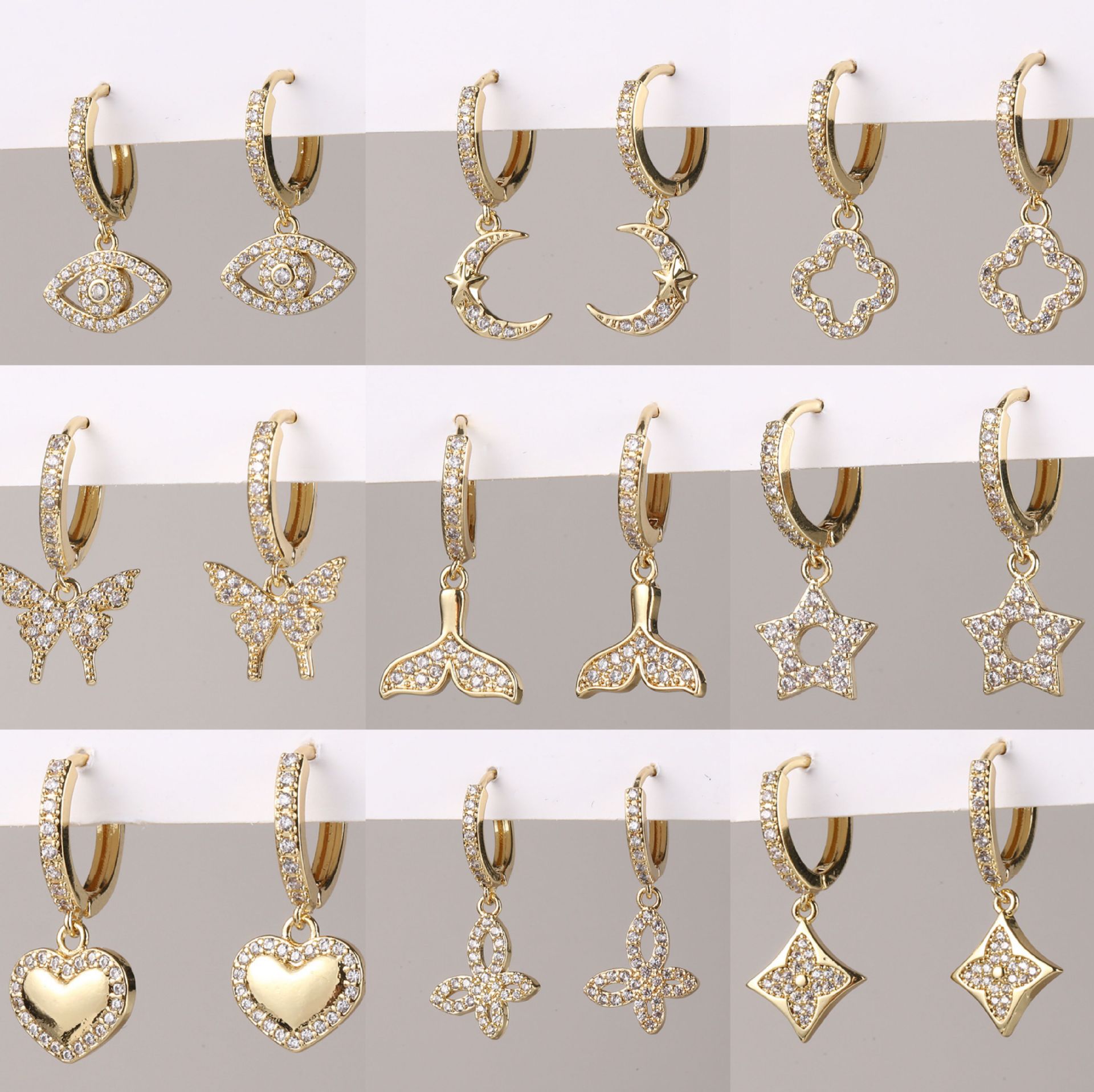 Micro-inlaid zircon ear hanging