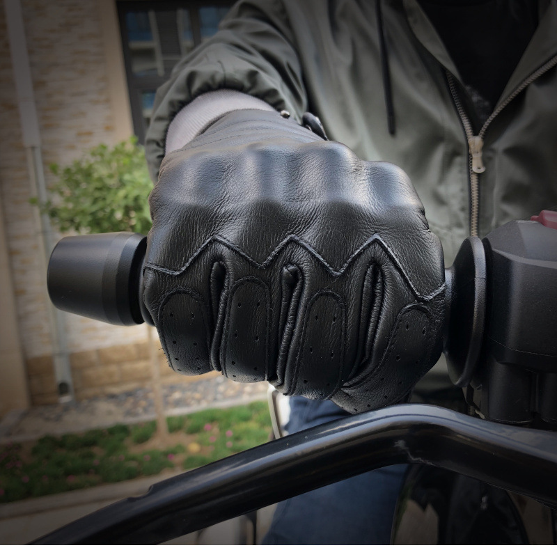 Motorcycle protection vintage motorcycle cowhide leather gloves for men