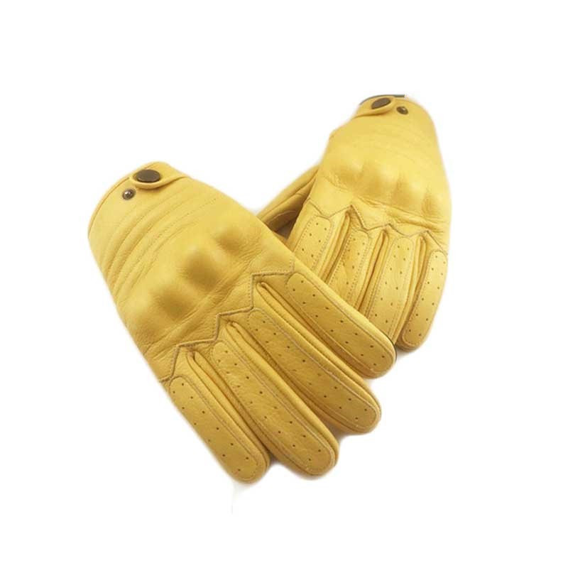 Motorcycle protection vintage motorcycle cowhide leather gloves for men