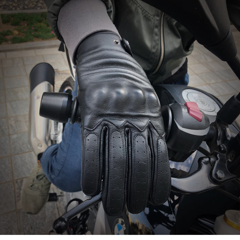 Motorcycle protection vintage motorcycle cowhide leather gloves for men