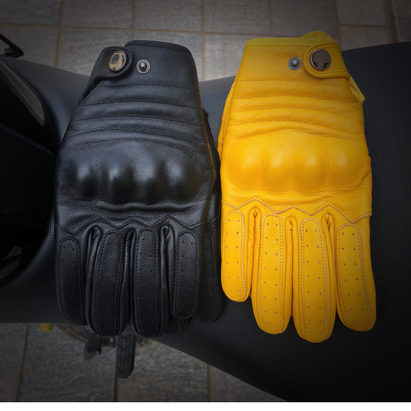 Motorcycle protection vintage motorcycle cowhide leather gloves for men