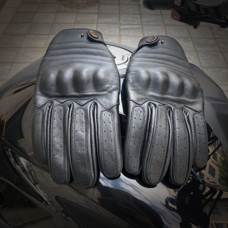 Motorcycle protection vintage motorcycle cowhide leather gloves for men