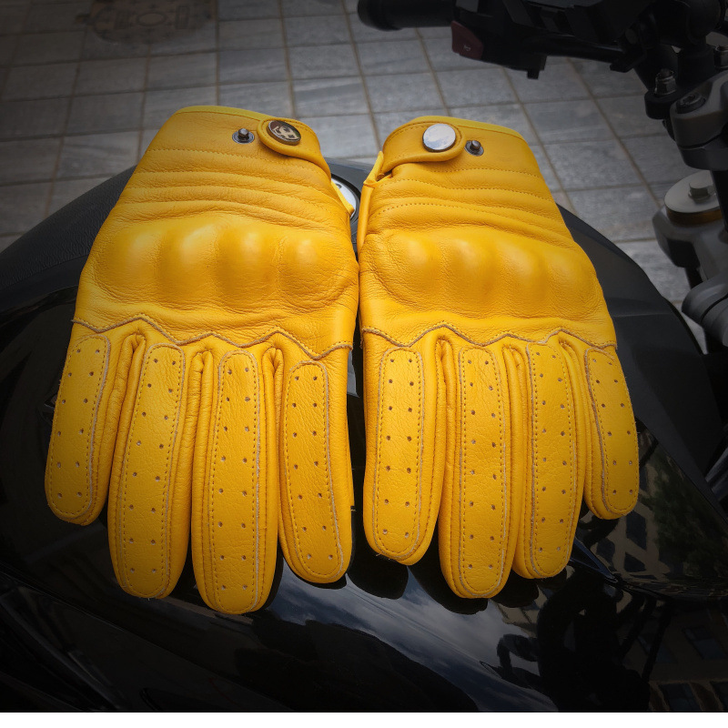Motorcycle protection vintage motorcycle cowhide leather gloves for men