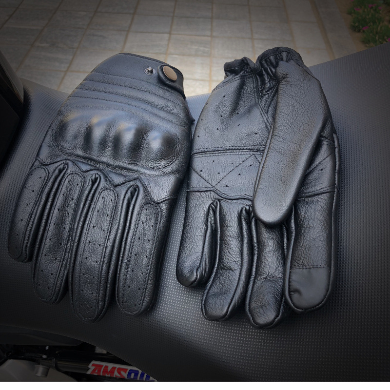 Motorcycle protection vintage motorcycle cowhide leather gloves for men