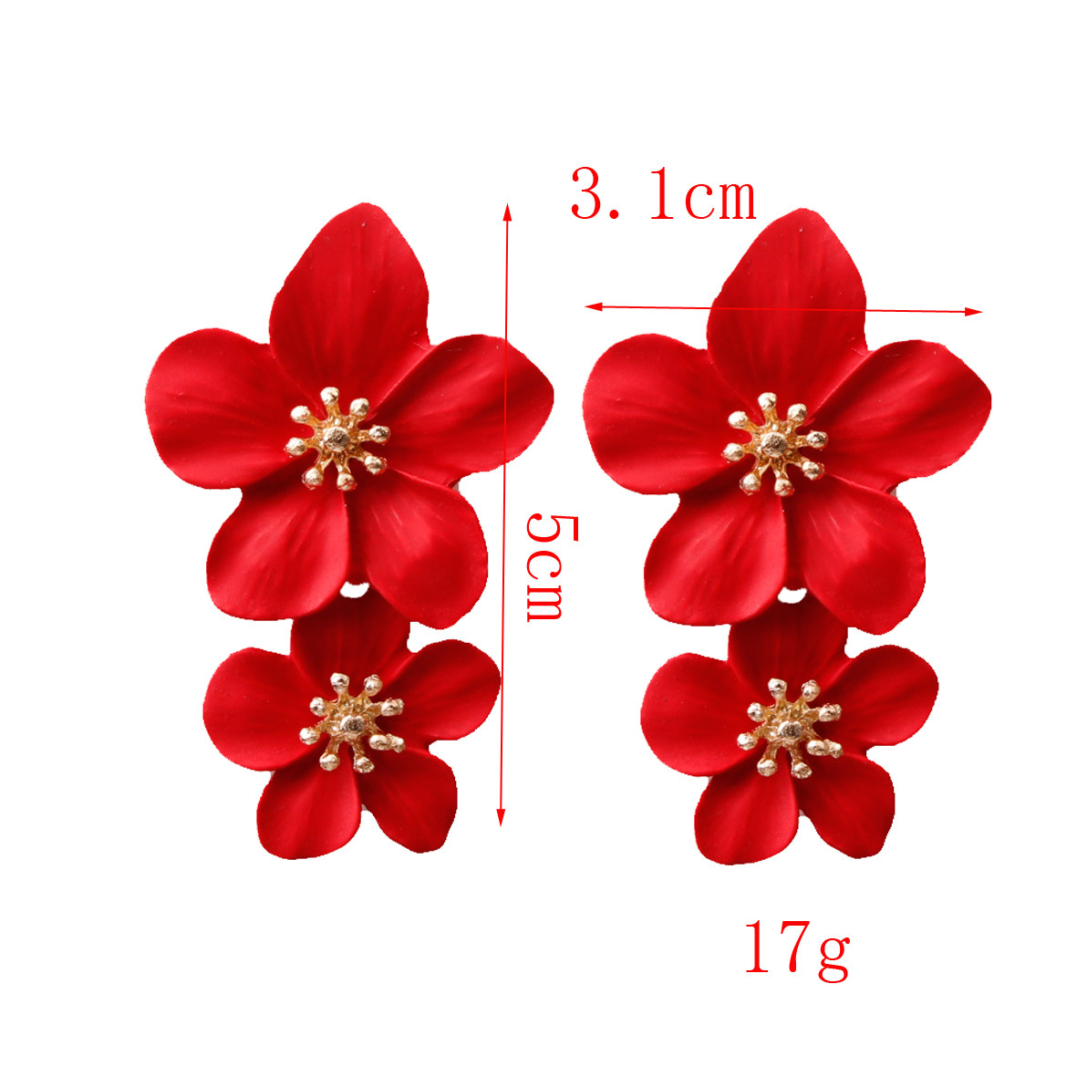 Multicolor double-layer flower studs simple sweet earrings