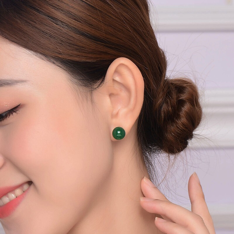 Natural chalcedony earrings silver-plated red agate gemstone