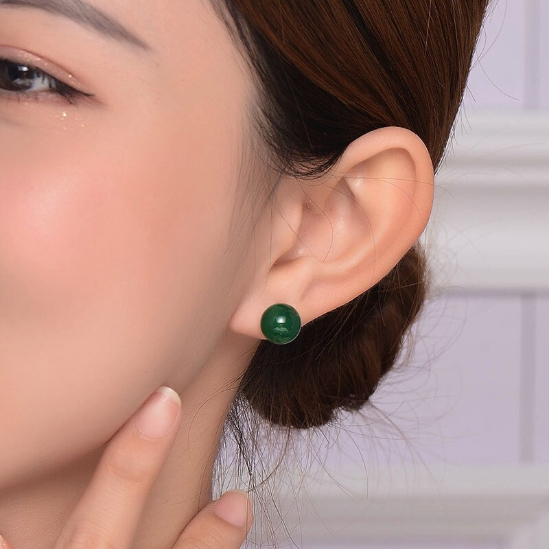 Natural chalcedony earrings silver-plated red agate gemstone