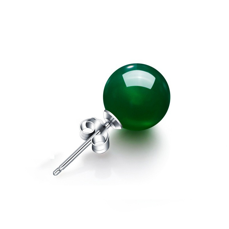 Natural chalcedony earrings silver-plated red agate gemstone