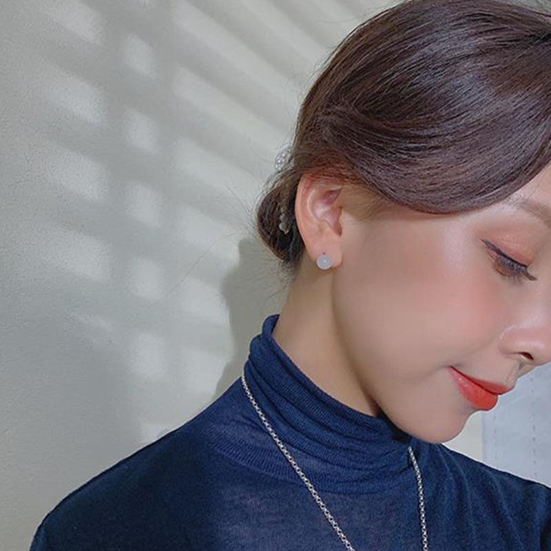 Natural chalcedony earrings silver-plated red agate gemstone