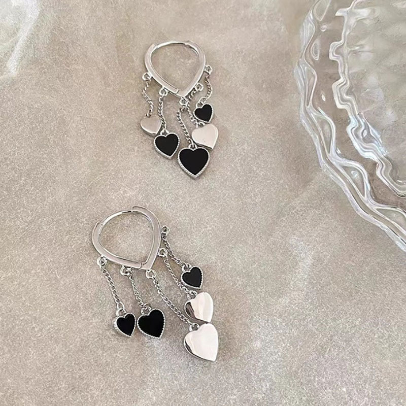 New Korean black love earrings