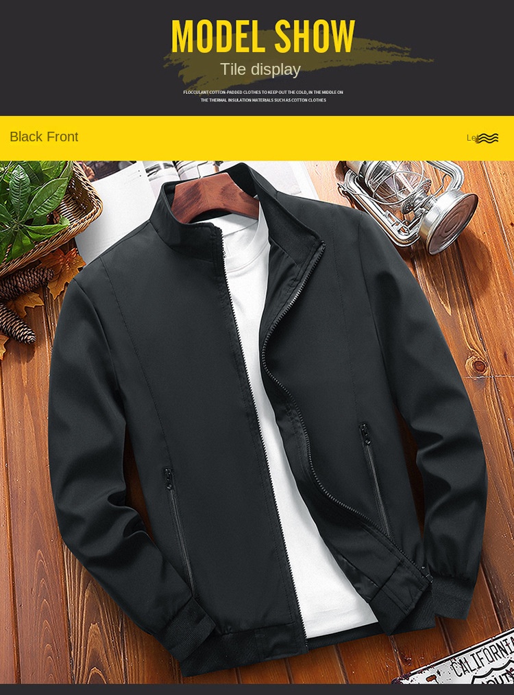 New men’s jacket stand collar solid color plus-size casual coat