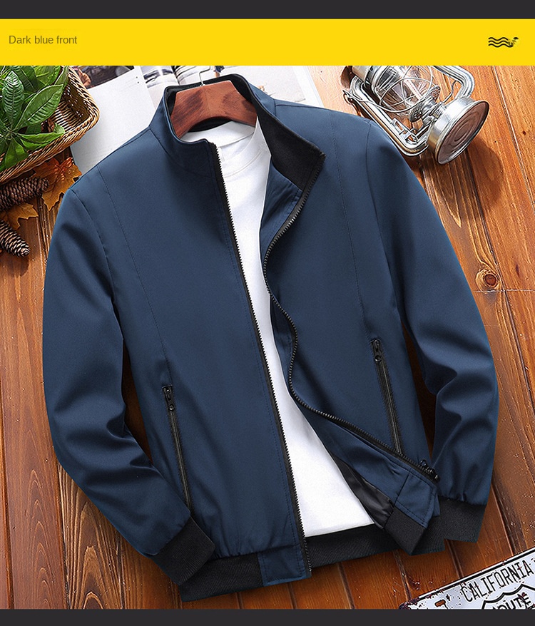 New men’s jacket stand collar solid color plus-size casual coat