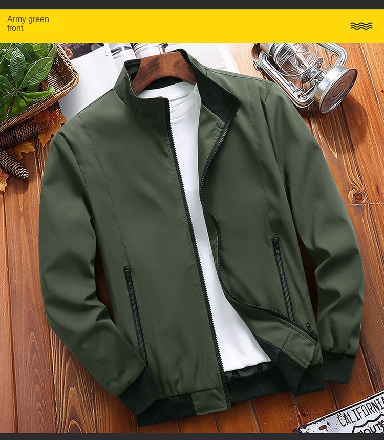 New men’s jacket stand collar solid color plus-size casual coat