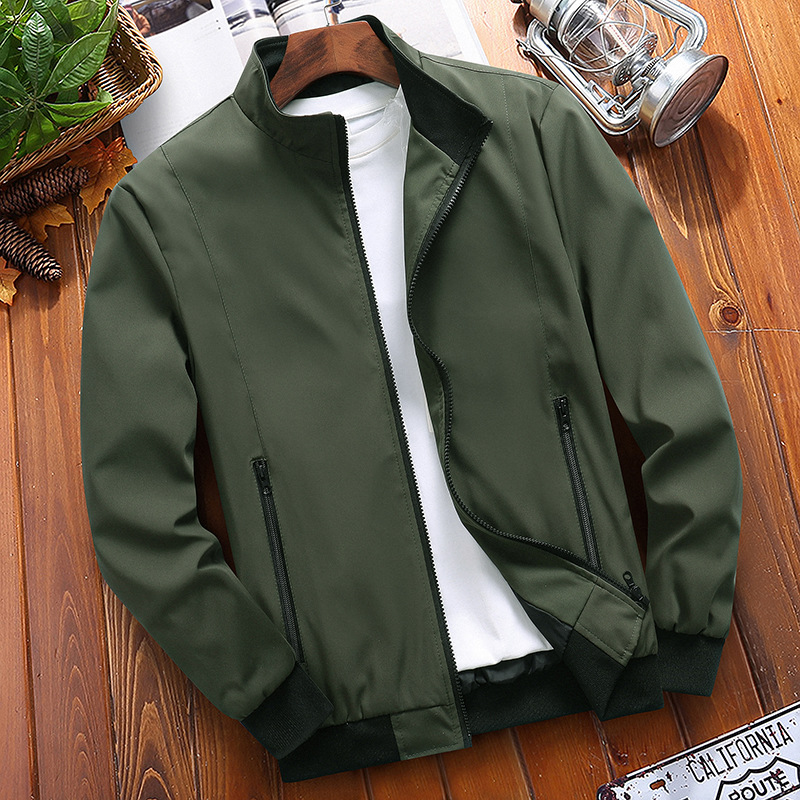 New men’s jacket stand collar solid color plus-size casual coat