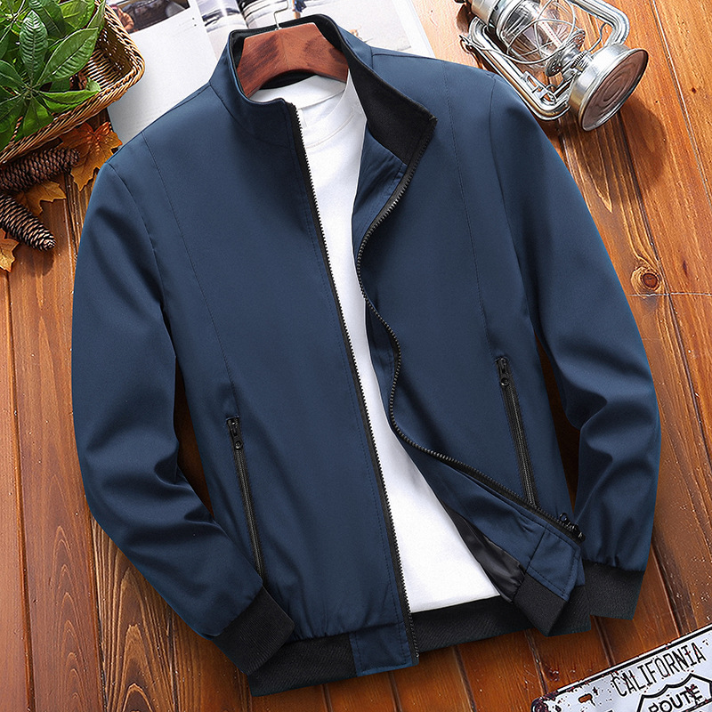 New men’s jacket stand collar solid color plus-size casual coat