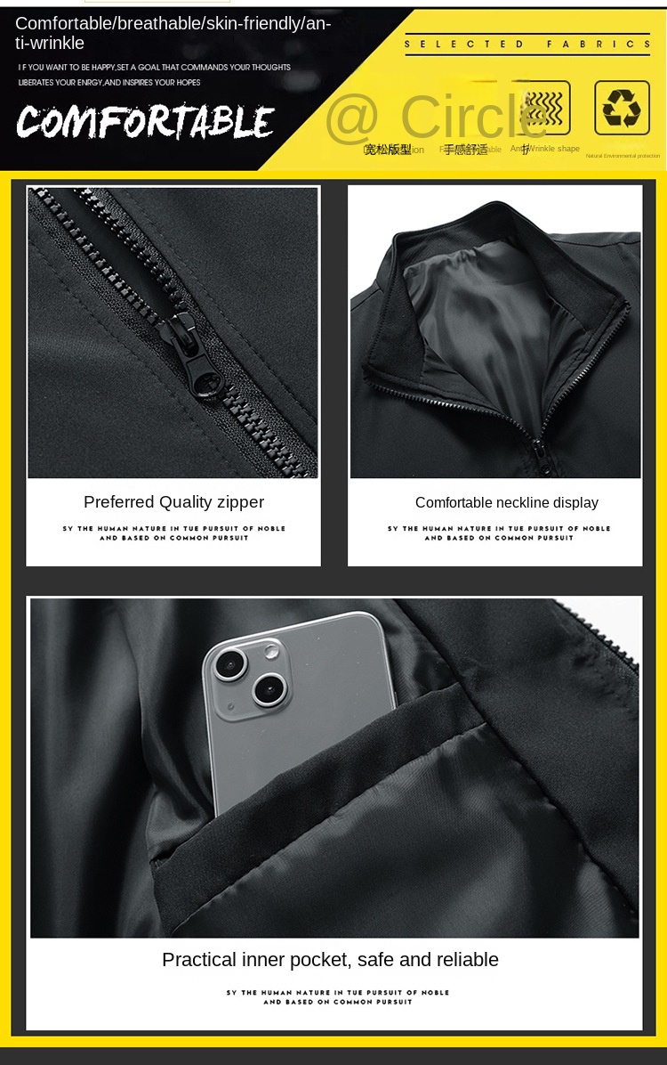 New men’s jacket stand collar solid color plus-size casual coat