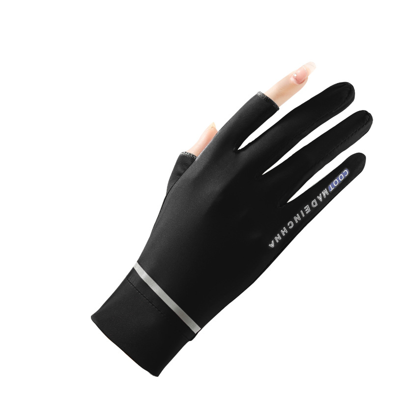 Outdoor sunscreen gloves Women’s reflective strip ice silk short