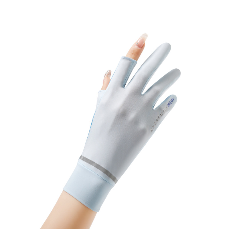 Outdoor sunscreen gloves Women’s reflective strip ice silk short
